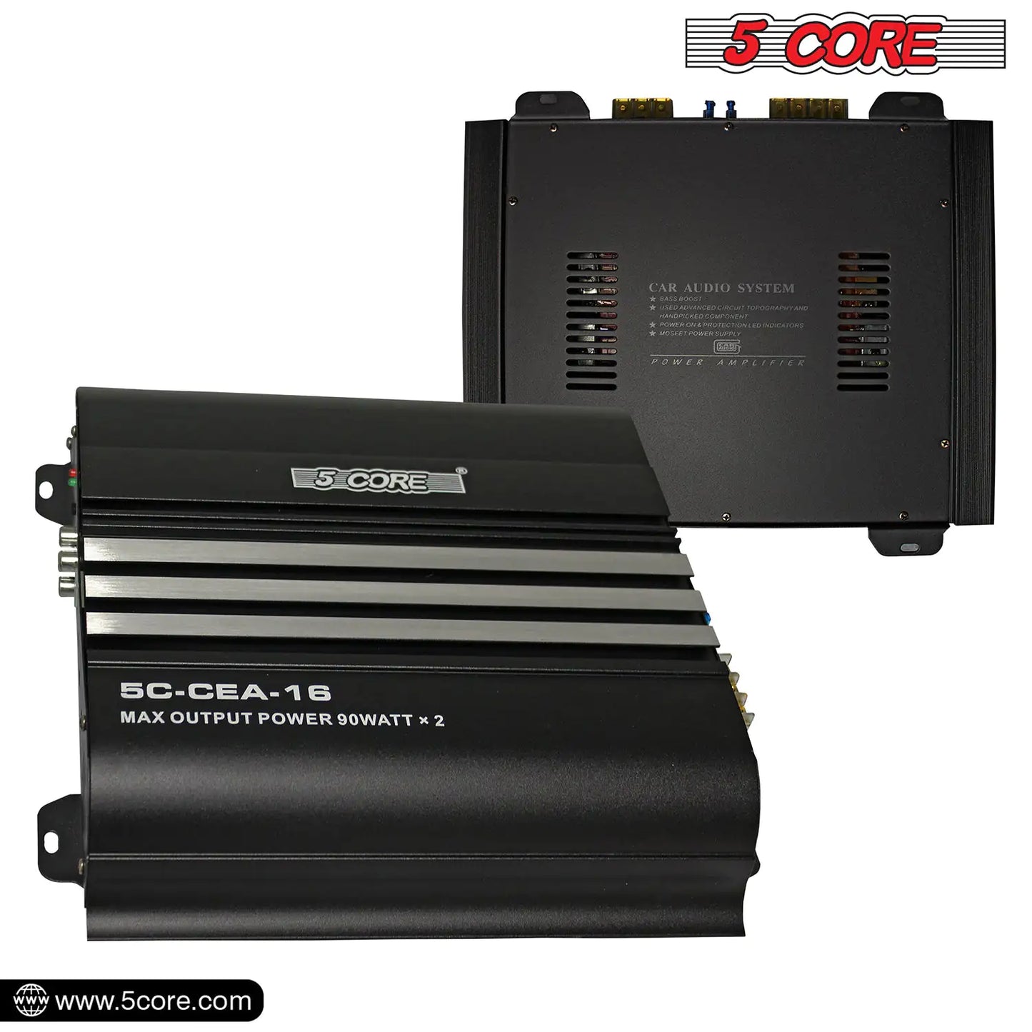 5Core Dual Channel Car Amplifier 1800W Combined Peak Power Sub Woofer Speaker Receiver w RCA Port