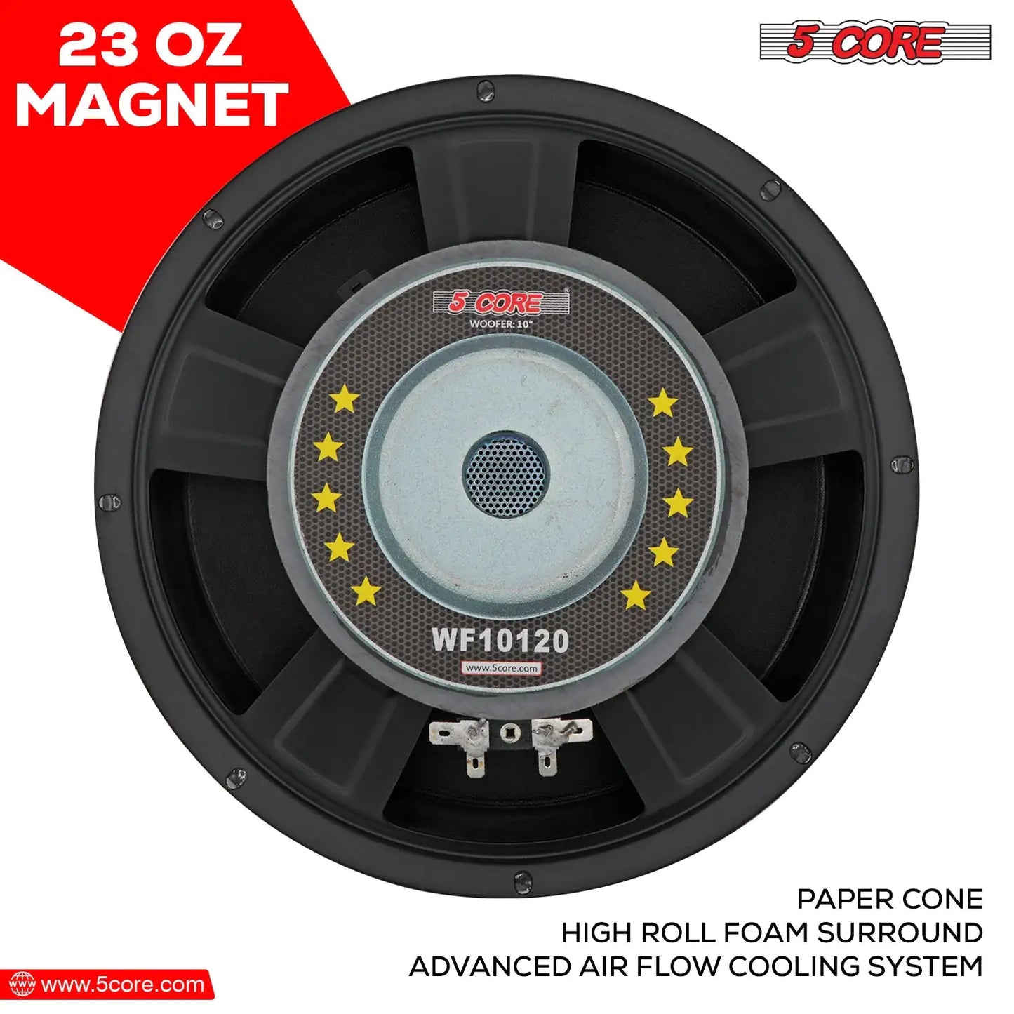 5Core 10 inch Subwoofer Speaker 600W Peak 4Ohm Car Replacement Sub Woofers