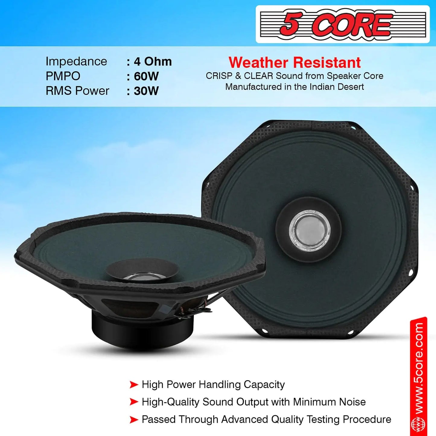 5 Core 6 Inch Subwoofer Speaker 300W Peak 4 Ohm Replacement Car Bass Sub Woofer w Dual Cone