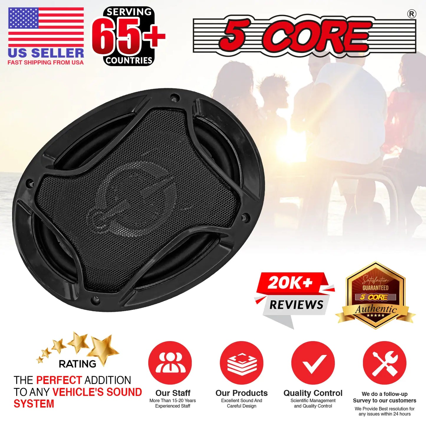 5Core Car Speaker 6 "x9" 3 Way Coaxial Door Subwoofer 800W Peak Power 4 Ohm Replacement Bass Woofer