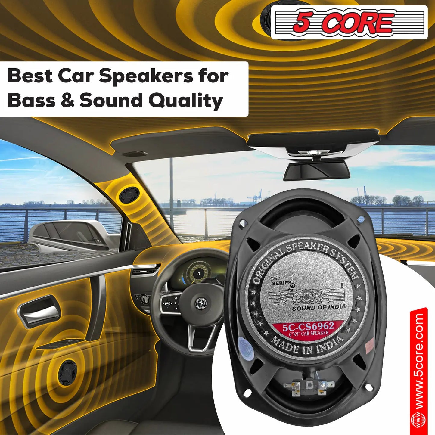 5Core Car Speaker 6 "x9" 3 Way Coaxial Door Subwoofer 800W Peak Power 4 Ohm Replacement Bass Woofer