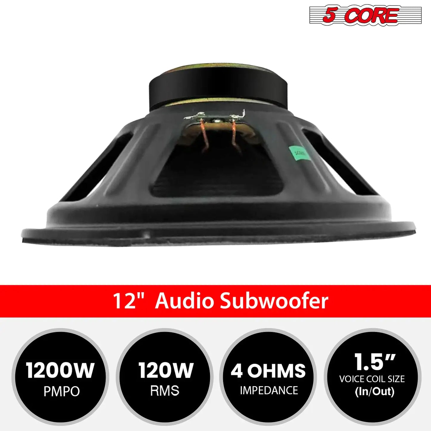 5Core 15 Inch Subwoofer Speaker 450W Max 4Ohm Replacement Car Sub woofers