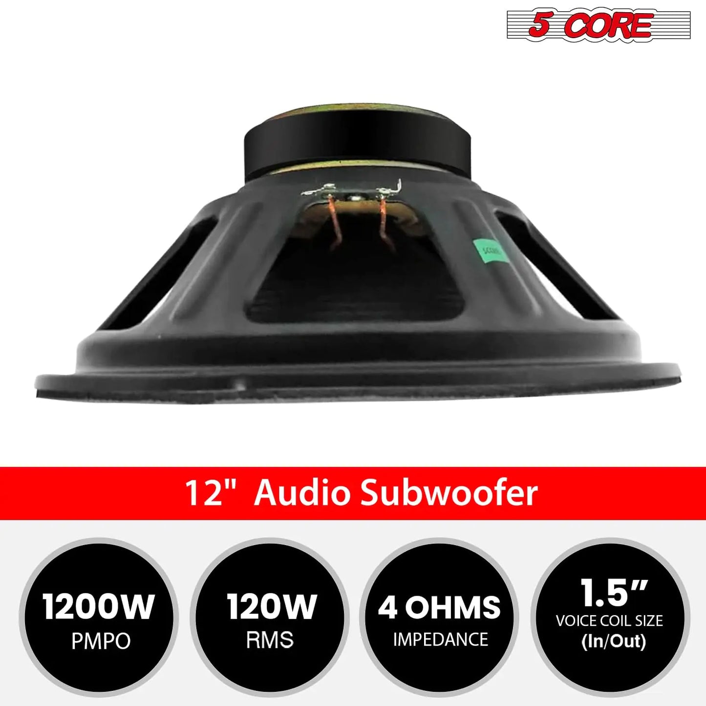 5Core 15 Inch Subwoofer Speaker 450W Max 4Ohm Replacement Sub woofers 2 PCS