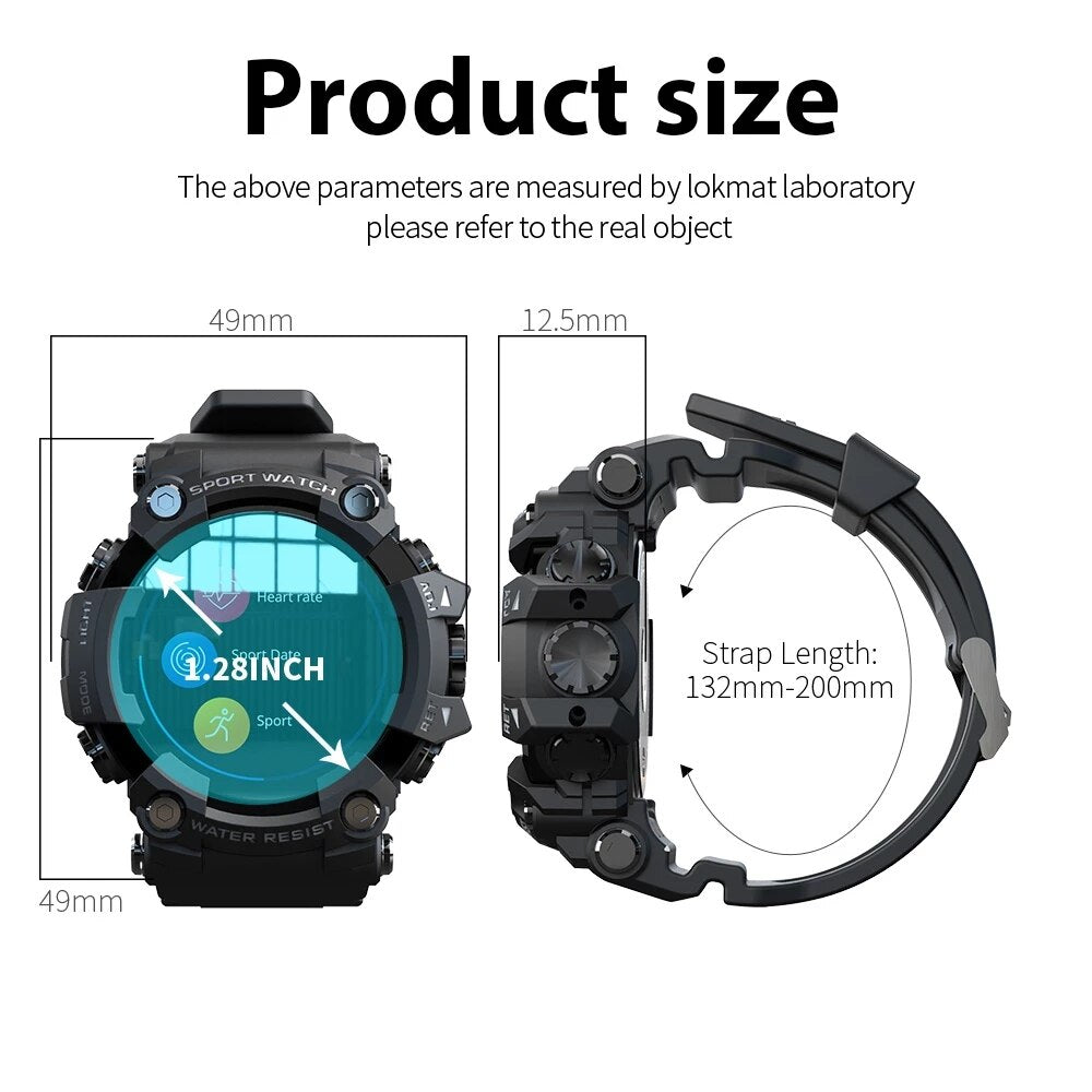 LOKMAT ATTACK Full Touch Screen Fitness Tracker Smart Watch Men Heart Rate Monitor Blood Pressure Smartwatch For Android ios